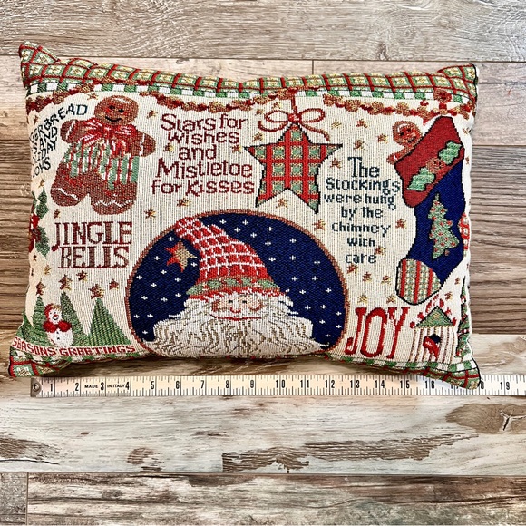 Vtg Set (2) Double Side Reversible Tapestry Christmas Throw Pillows 18x12” Plaid - Picture 14 of 14
